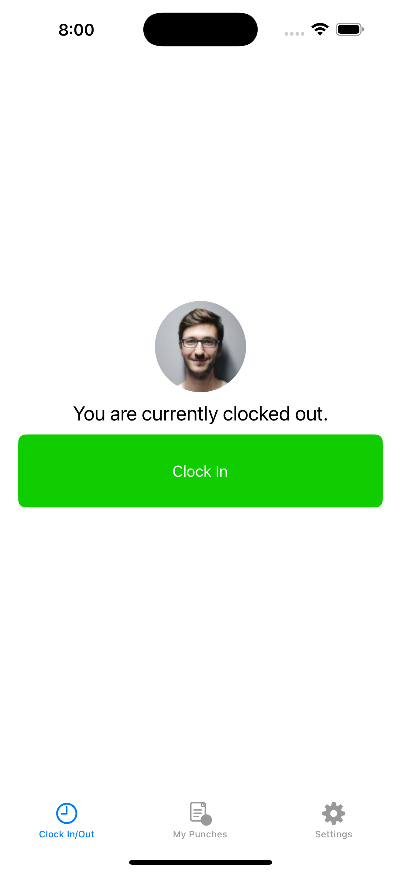Clock in screen
